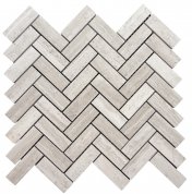 <b>Wooden White Herringbone Mosaic Honed</b>